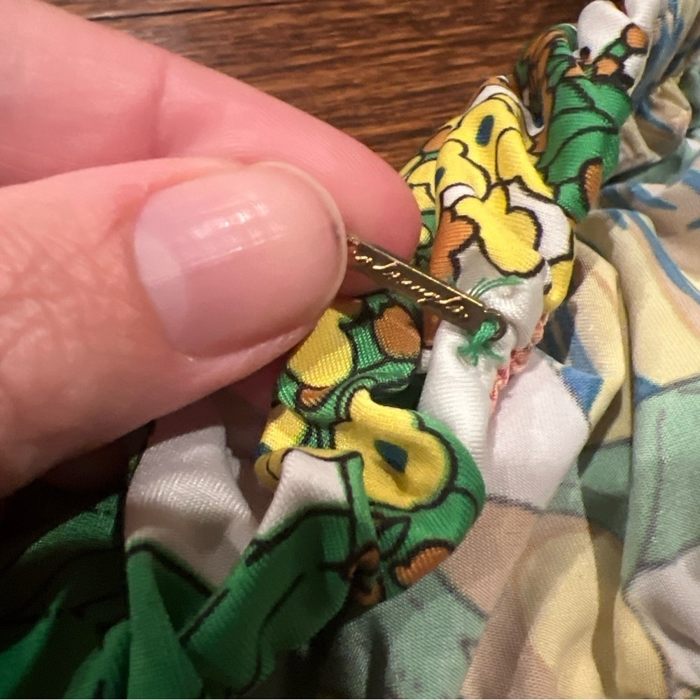 T BAGS: LOS ANGELES GREEN TOP W/ MULTICOLOR  FLORAL - SIZE M - Picture 5 of 5